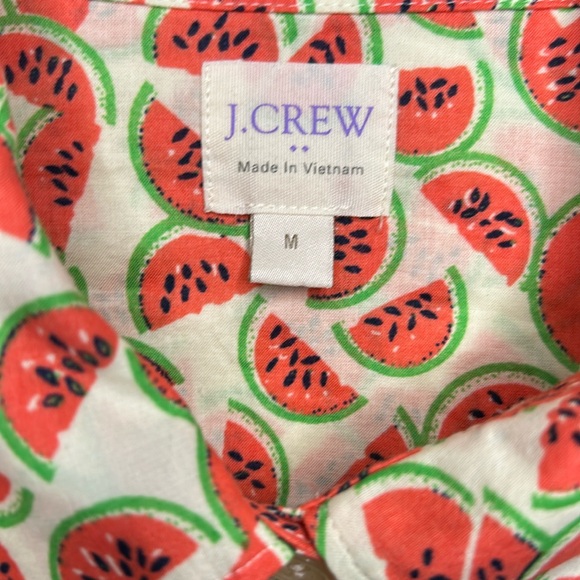 J CREW women’s medium button down front long sleeve Perfect Fit watermelon top - Picture 3 of 6